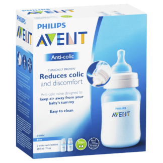 AVENT Anti-Colic Baby Feeding Bottle 260mL Twin Pack - Blue