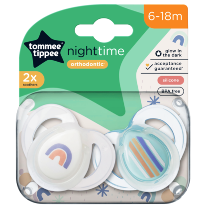 Tommee Tippee Night Time Orthodontic Soothers 6-18m 2 Pack