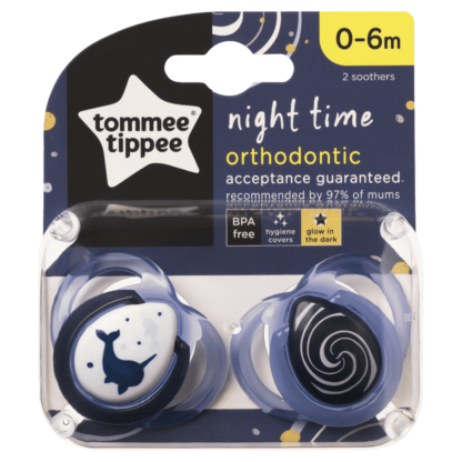 Tommee Tippee Night Time Orthodontic Soothers 0-6m 2 Pack