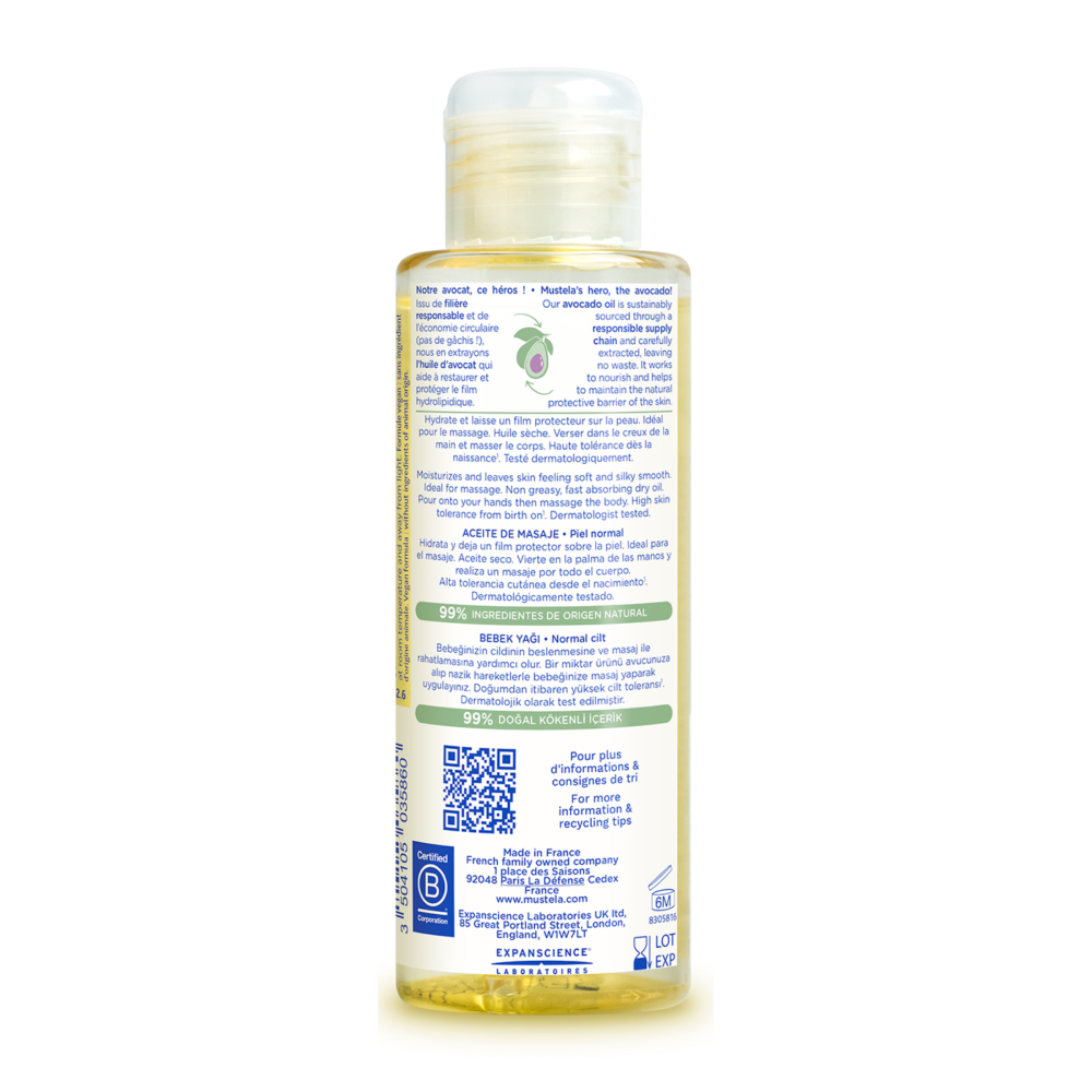 Mustela Baby Massage Oil For Normal Skin 100mL - Image 2