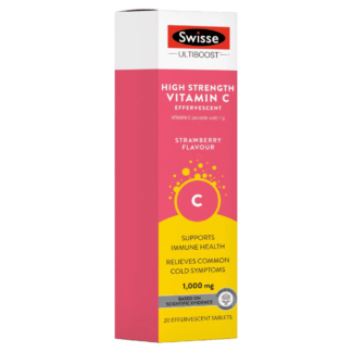 Swisse Ultiboost High Strength Vitamin C 20 Effervescent Tablets - Strawberry Flavour