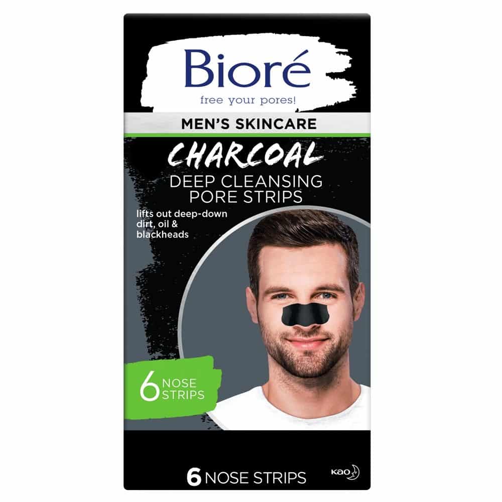 Bioré Men's Charcoal Deep Cleansing Pore Strips 6 Pack Dirt Oily Skin Biore