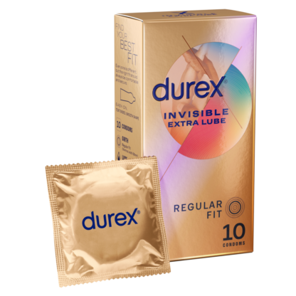 Durex Invisible Extra Lube Regular Fit 10 Condoms