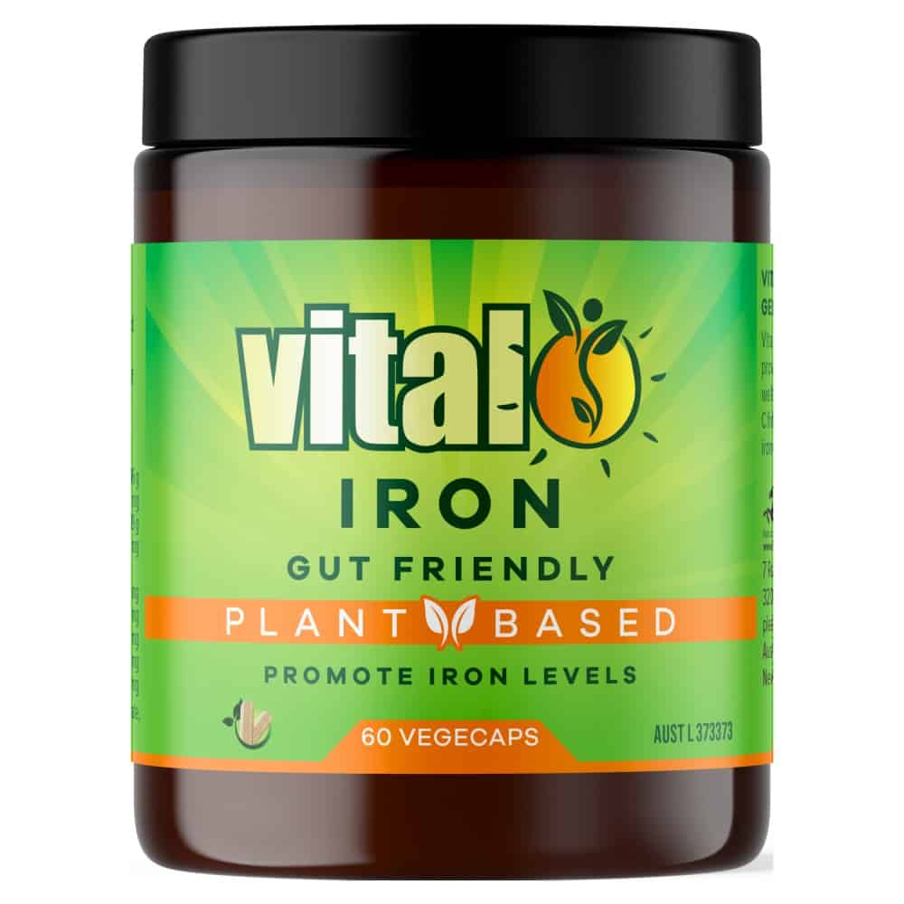 Vital Iron 60 VegeCaps Gut Friendly Plant Based with Vitamin C FerroPlant® Vegan
