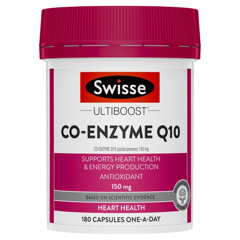 Swisse Ultiboost Co-Enzyme Q10 180 Capsules CoQ10 150mg Heart Health Antioxidant