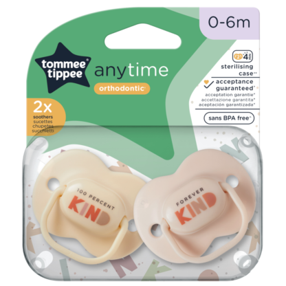 Tommee Tippee Anytime Orthodontic Soothers 0-6m 2 Pack