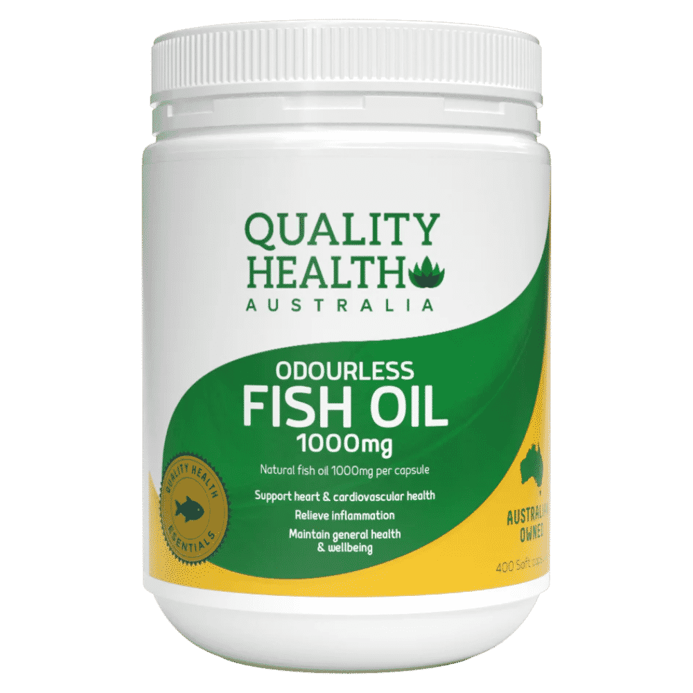 Quality Health Australia Odourless Fish Oil 1000mg 400 Soft Capsules Omega-3