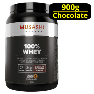 MUSASHI 100% Whey 900g Protein Powder - Chocolate Milkshake