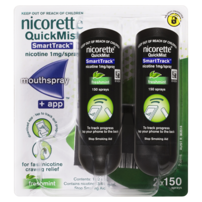 Nicorette QuickMist SmartTrack Mouthspray 150 Sprays Duo Pack - Freshmint
