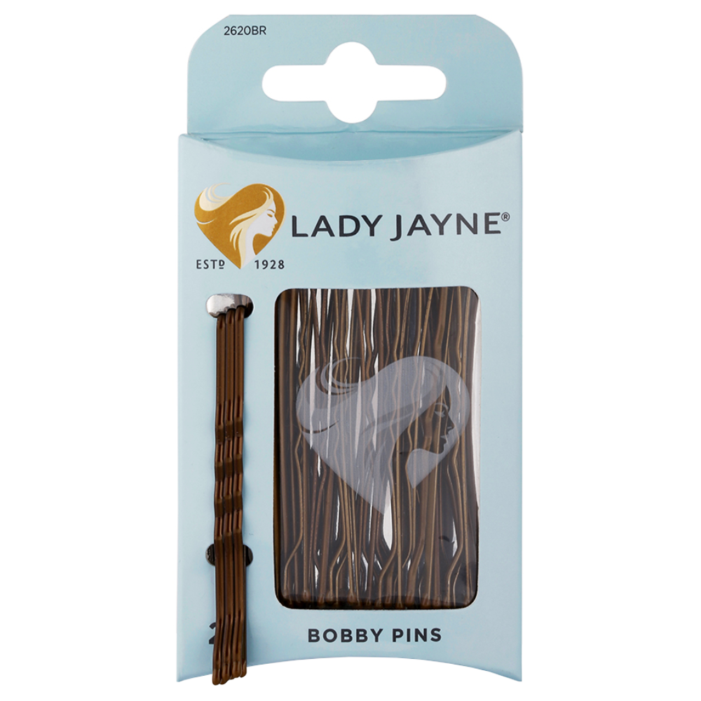 Lady Jayne Large Bobby Pins 25 Pack - Brown Comfortable Secure Fit 25pk 2620BR