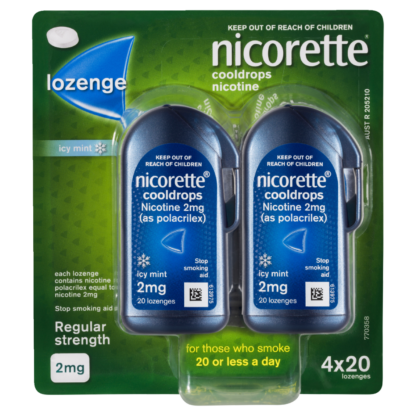 Nicorette Lozenge Cooldrops Nicotine 2mg 4 x 20 Pack - Icy Mint