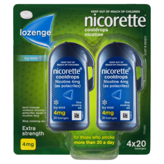 Nicorette Lozenge Cooldrops Nicotine 4mg 4 x 20 Pack - Icy Mint