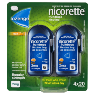 Nicorette Lozenge Fruitdrops Nicotine 2mg 4 x 20 Pack - Fruit