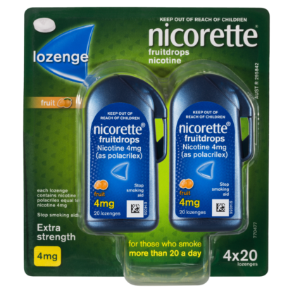 Nicorette Lozenge Fruitdrops Nicotine 4mg 4 x 20 Pack - Fruit