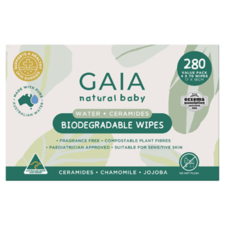 GAIA Natural Baby Water + Ceramides Biodegradable Wipes 280 Pack