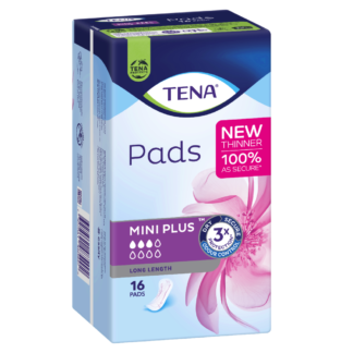 TENA Pads Mini Plus Long Length 16 Pads