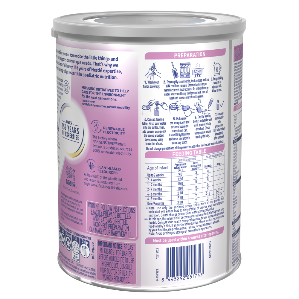 Nestle NAN SENSITIVE 0-12 Months Premium Baby Formula From Birth 800g - Image 2