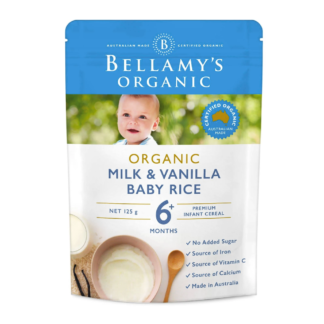 Bellamy's Organic Milk & Vanilla Baby Rice Infant Cereal 125g