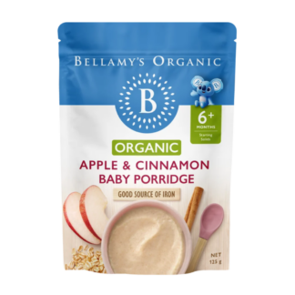 Bellamy's Organic Apple & Cinnamon Baby Porridge Infant Cereal 125g