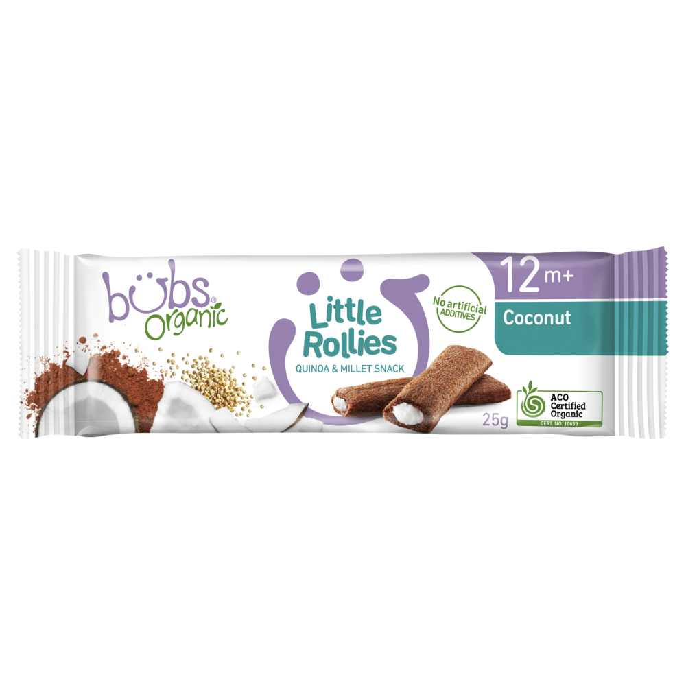 Bubs Organic Little Rollies 25g - Coconut 12+ Months Baby Snacks