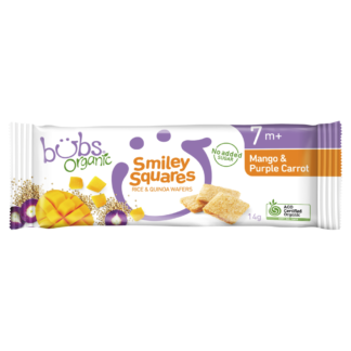 Bubs Organic Smiley Squares 14g - Mango & Purple Carrot Flavour