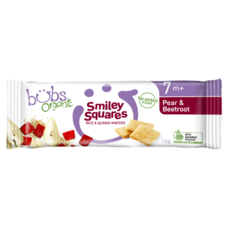 Bubs Organic Smiley Squares 14g - Pear & Beetroot Flavour