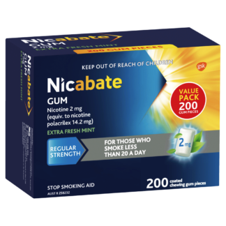 Nicabate Gum Nicotine 2mg Value Pack 200 pieces - Extra Fresh Mint