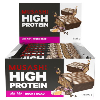 MUSASHI High Protein Bars 12 x 90g - Rocky Road Flavour