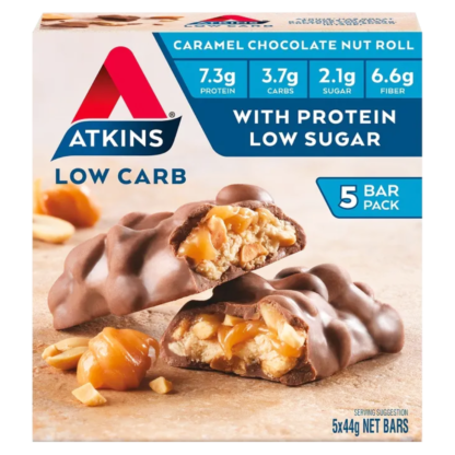 Atkins Caramel Chocolate Nut Roll 5 x 44g Bars