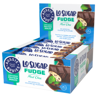 Aussie Bodies Lo Sugar Fudge 12 x 30g Bars - Mint Choc Flavour