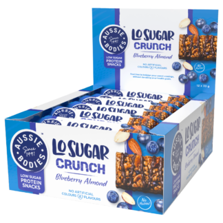 Aussie Bodies Lo Sugar Crunch 12 x 33g Bars - Blueberry Almond Flavour
