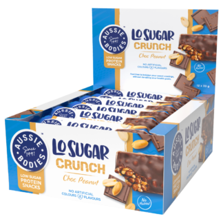 Aussie Bodies Lo Sugar Crunch 12 x 33g Bars - Choc Peanut Flavour