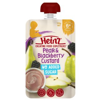 Heinz Food Pouch 120g - Pear & Blackberry Custard Flavour