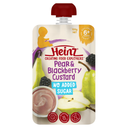 Heinz Food Pouch 120g - Pear & Blackberry Custard Flavour