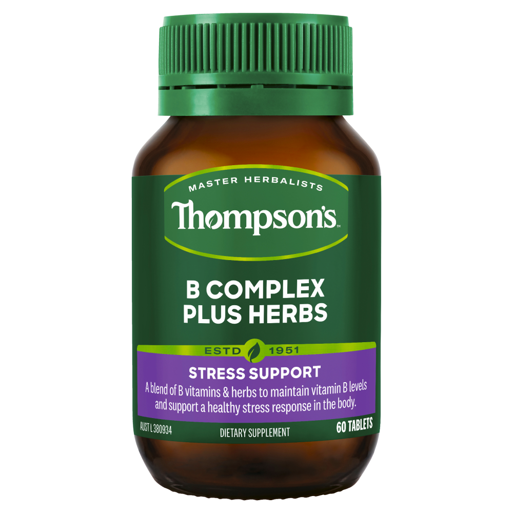 Thompson's B Complex Plus Herbs 60 Tablets B Vitamins Stress Support Vegan
