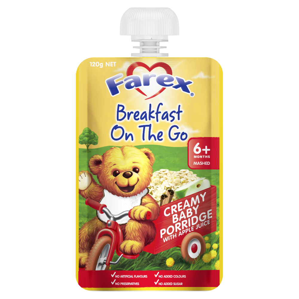 Farex Breakfast On The Go 120g - Creamy Baby Porridge with Apple Juice 6+ Months