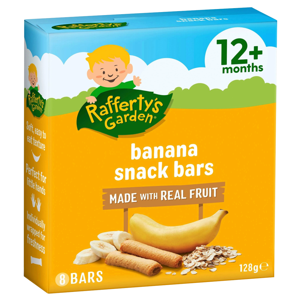Rafferty's Garden Banana Snack Bars 8 Pack Real Fruits Raffertys 12+ Months