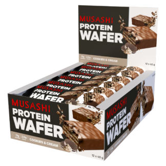 MUSASHI Protein Wafer 12 x 40g Bars - Cookies & Cream Flavour