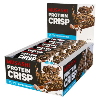 MUSASHI Protein Crisp 12 x 60g Bars - Choc Coconut Flavour