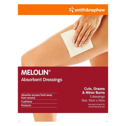 MELOLIN Absorbent Dressings 3 Pack (10cm x 10cm)