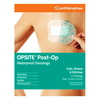 OPSITE Post-Op Waterproof Dressings 3 Pack (9.5cm x 8.5cm)