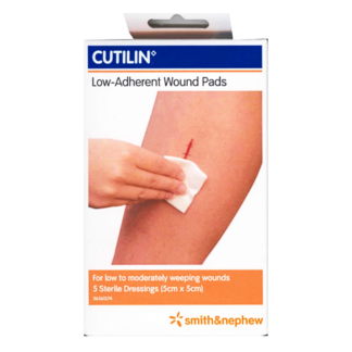 CUTILIN Low-Adherent Wound Pads 5 Pack (5cm x 5cm)