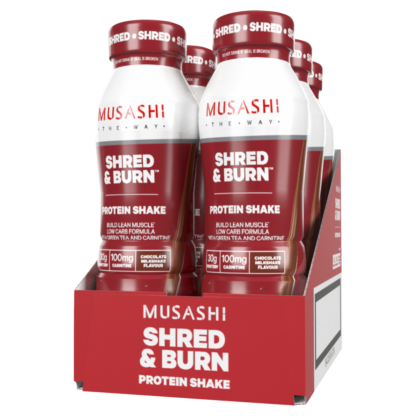 MUSASHI Shred and Burn 6 x 375mL Protein Shakes Chocolate