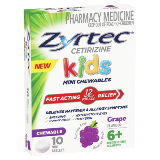 Zyrtec Kids Mini Chewables 10 Mini Tablets - Grape Flavour