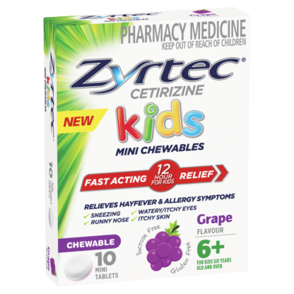 Zyrtec Kids Mini Chewables 10 Mini Tablets - Grape Flavour