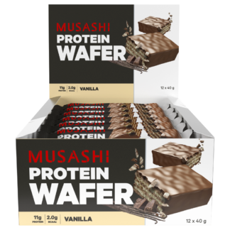 MUSASHI Protein Wafer 12 x 40g Bars - Vanilla Flavour