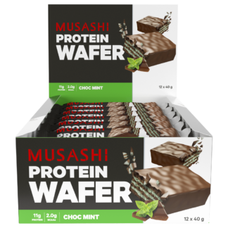 MUSASHI Protein Wafer 12 x 40g Bars - Choc Mint Flavour