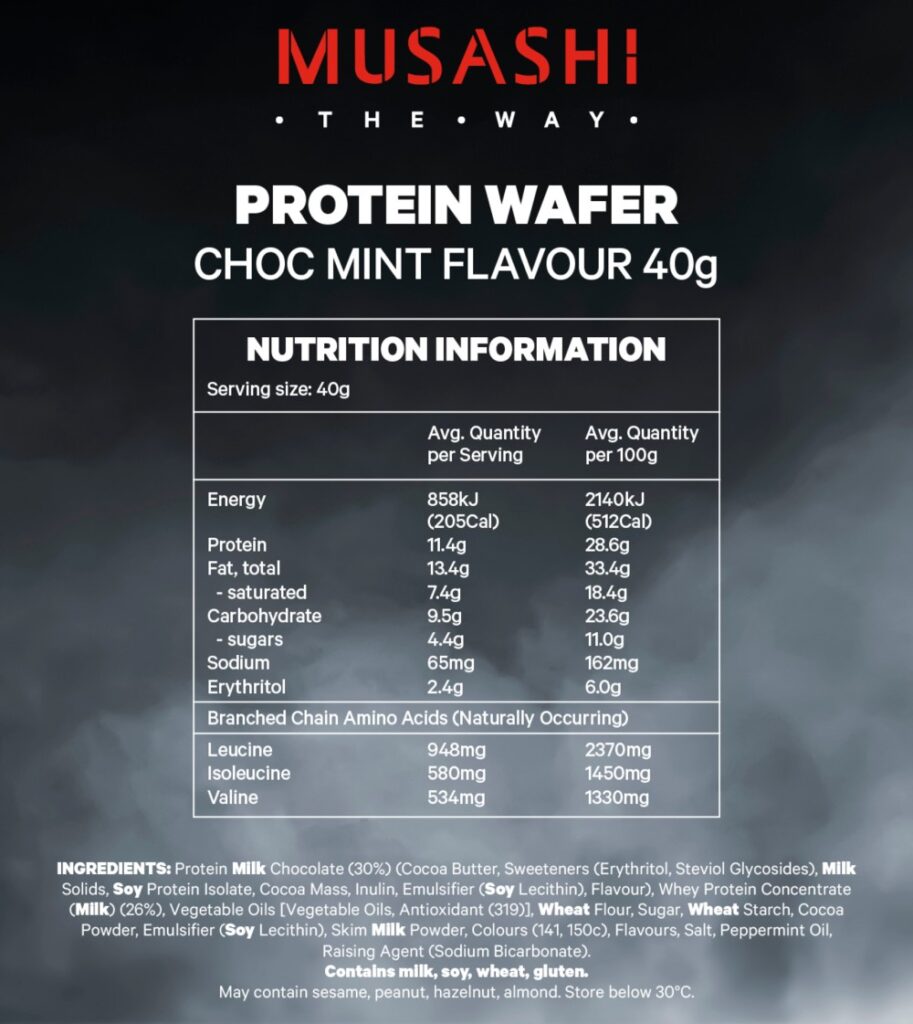 Musashi Protein Wafer 12 X 40g Bars Choc Mint Flavour Discount Chemist 4104