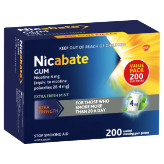 Nicabate Gum Nicotine 4mg 200 pieces - Extra Fresh Mint