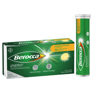 Berocca Energy 30 Effervescent Tablets - Mango & Orange Flavour